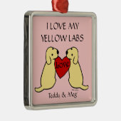 Deux Labradors jaune avec des ornements d'amour (Droite)