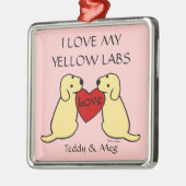 Deux Labradors jaune avec des ornements d'amour (Gauche)