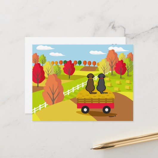 Deux Labradors sur le chariot à foin dans la carte (Devant/Arrière en situation)