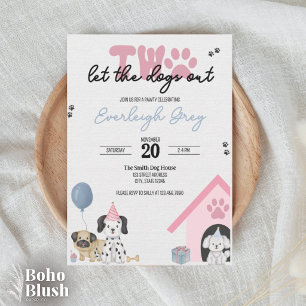 Deux laissez les chiens sortir Carte d'invitatio