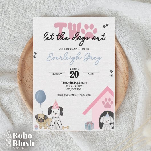 Deux laissez les chiens sortir | Carte d'invitatio