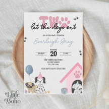Deux laissez les chiens sortir | Carte d'invitatio