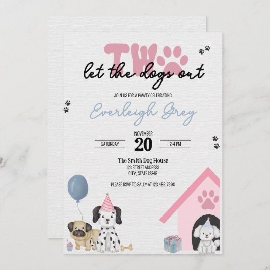 Deux laissez les chiens sortir | Invitation du 2e  (Devant / Derrière)