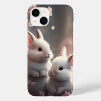 Deux lapins mignons avec sakura iPhone 14 coque