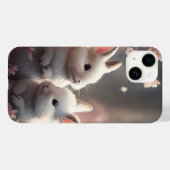 Deux lapins mignons avec sakura iPhone 14 coque (Verso (horizontal))
