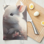 Deux lapins mignons avec sakura Serviettes de cuis (Quart Plié)