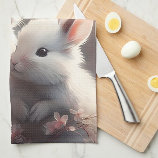 Deux lapins mignons avec sakura Serviettes de cuis (Quart Plié)