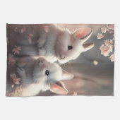 Deux lapins mignons avec sakura Serviettes de cuis (Horizontal)