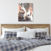 Deux lapins mignons et sakura toile étirée Imprime (Insitu(Chambre))
