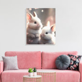 Deux lapins mignons et sakura toile étirée Imprime (Insitu(Salon))