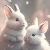 Deux lapins mignons Sticker en vinyle coupé sur me (Recto)