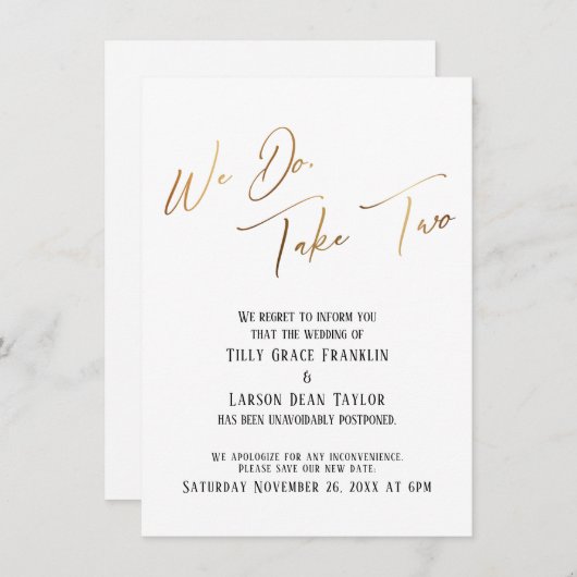 Deux : Le Faire-part Mariage retardé (Devant / Derrière)