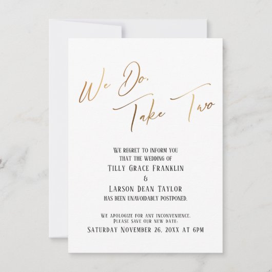 Deux : Le Faire-part Mariage retardé (Devant)