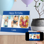 DEUX lettres photo Blue Boys 2e carte d'anniversai<br><div class="desc">Carte de 2e anniversaire personnalisée pour un petit garçon avec 3 de vos photos préférées en forme du mot DEUX. Le modèle photo est configuré pour que vous puissiez ajouter vos images qui sont affichées au format portrait, en utilisant 1 photo pour chaque lettre. Vous pouvez également customiser l'avant et...</div>
