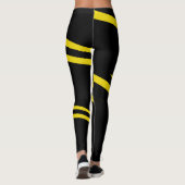 Deux lignes jaunes dessinées Leggings (Dos)