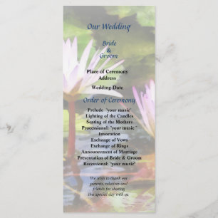 Deux Lotus d'eau violette programme de mariage