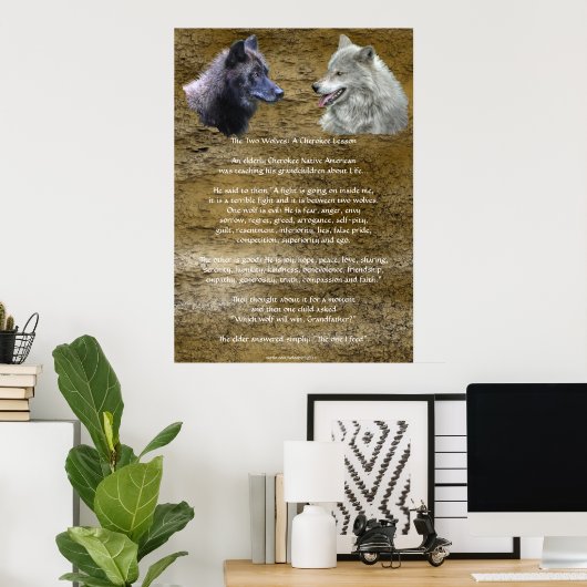 DEUX LOUPS CHEROKEE TALE Poster d'art (Bureau à domicile)