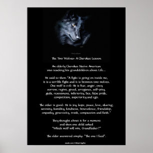 DEUX LOUPS CHEROKEE TALE Poster d'art