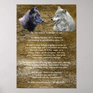 DEUX LOUPS CHEROKEE TALE Poster d'art