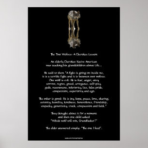 DEUX LOUPS CHEROKEE TALE Poster d'art