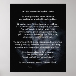 DEUX LOUPS CHEROKEE TALE Poster d'art
