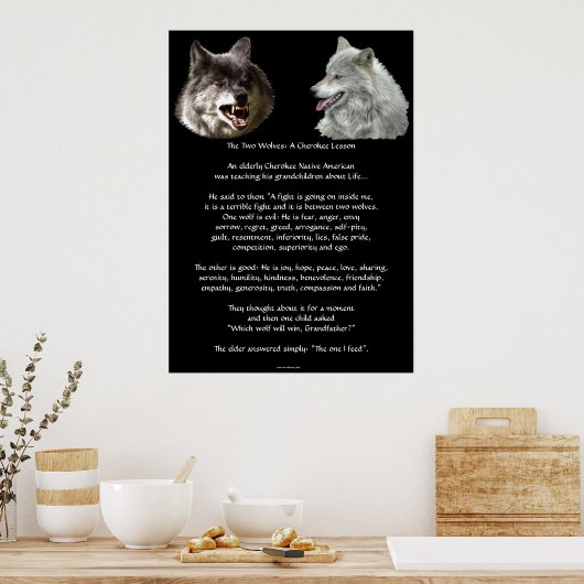 DEUX LOUPS CHEROKEE TALE Poster d'art (Cuisine)