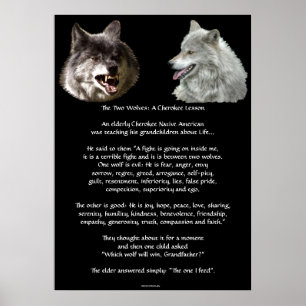 DEUX LOUPS CHEROKEE TALE Poster d'art