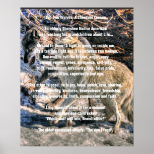 DEUX LOUPS CHEROKEE TALE Poster d'art