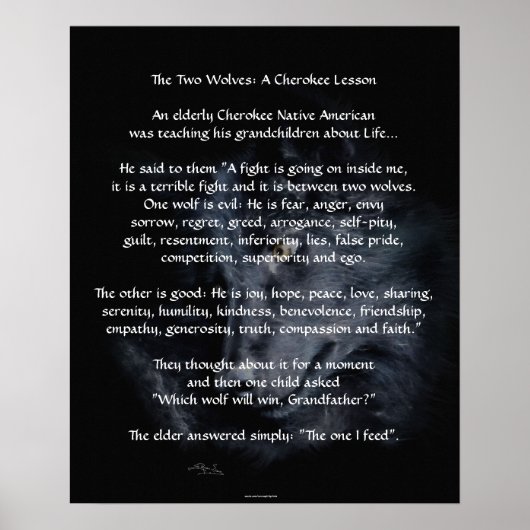 DEUX LOUPS CHEROKEE TALE Poster d'art (Devant)