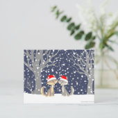 Deux loups en hiver carte postale de Noël (Debout devant)