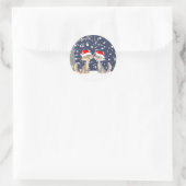 Deux loups en hiver Sticker de Noël (Sac)