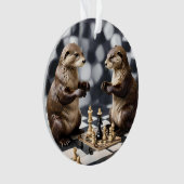 Deux loutres jouant aux échecs, (devant)