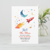 Deux Lune 2e Invitation Anniversaire Rocket & Star (Debout devant)