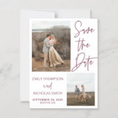 Deux Magnet Réservez la date photos en Rose Dusty (Recto)