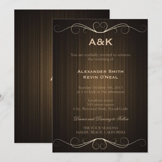 Deux Mariage campagnard Grooms-Gay i Invitation (Devant / Derrière)