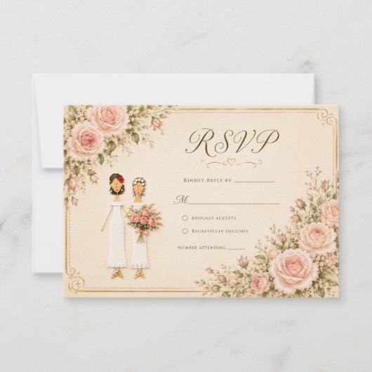 Deux Mariées Vintage Blush RSVP (Devant)