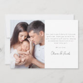 Deux Merci photo Faire-part bébé (Dos)