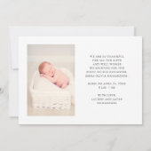 Deux Mercis floral de faire-part de naissance de (Dos)