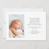 Deux Mercis floral de faire-part de naissance de (Dos)