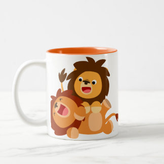 Deux mignonnes caricatures Lions Mug