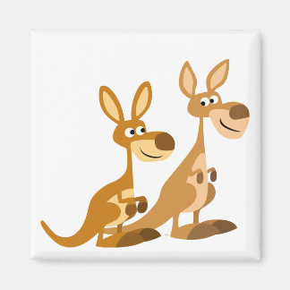Deux mignons aimants caricature Kangaroos