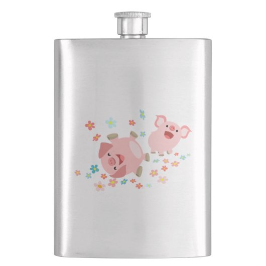 Deux mignons cochons de caricature dans la fiole c (devant)