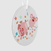 Deux mignons cochons de dessin en ornement acryliq (devant)