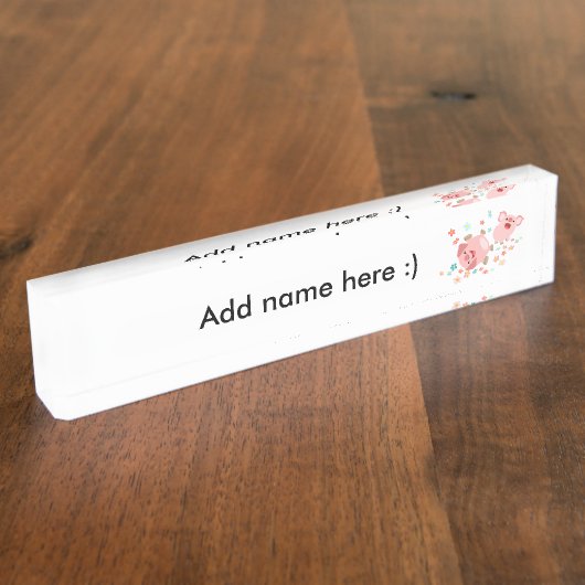 Deux mignons cochons de dessin en plaque de nom de (Taille)