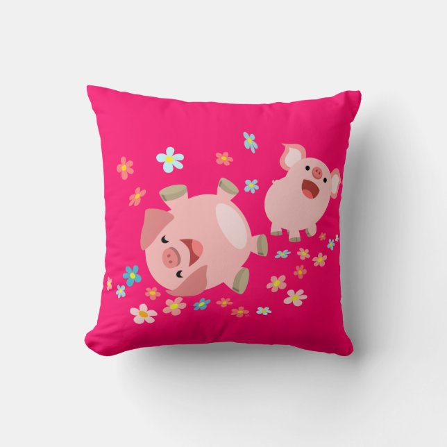 Deux mignons cochons en Coussin de printemps (Recto)