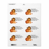 Deux mignons Jouer Cartoon Lions Étiquette de livr (Feuille entière)