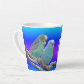 Deux Mignons Oiseaux Budgerigaires Latte Mug (Angle gauche)