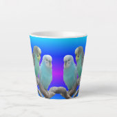 Deux Mignons Oiseaux Budgerigaires Latte Mug (Devant)
