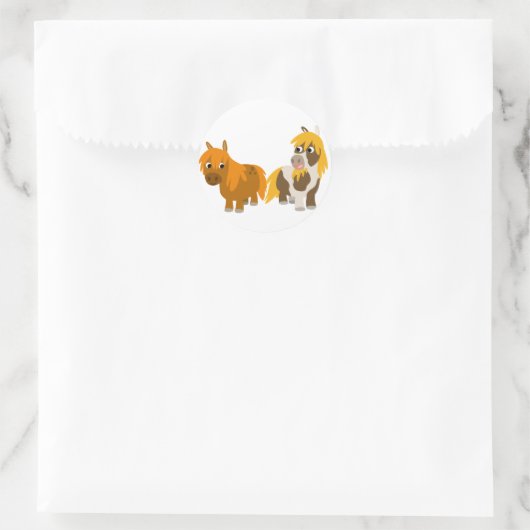 Deux mignons poney cartoon autocollant (Sac)
