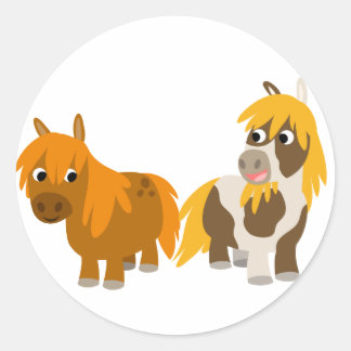 Deux mignons poney cartoon autocollant